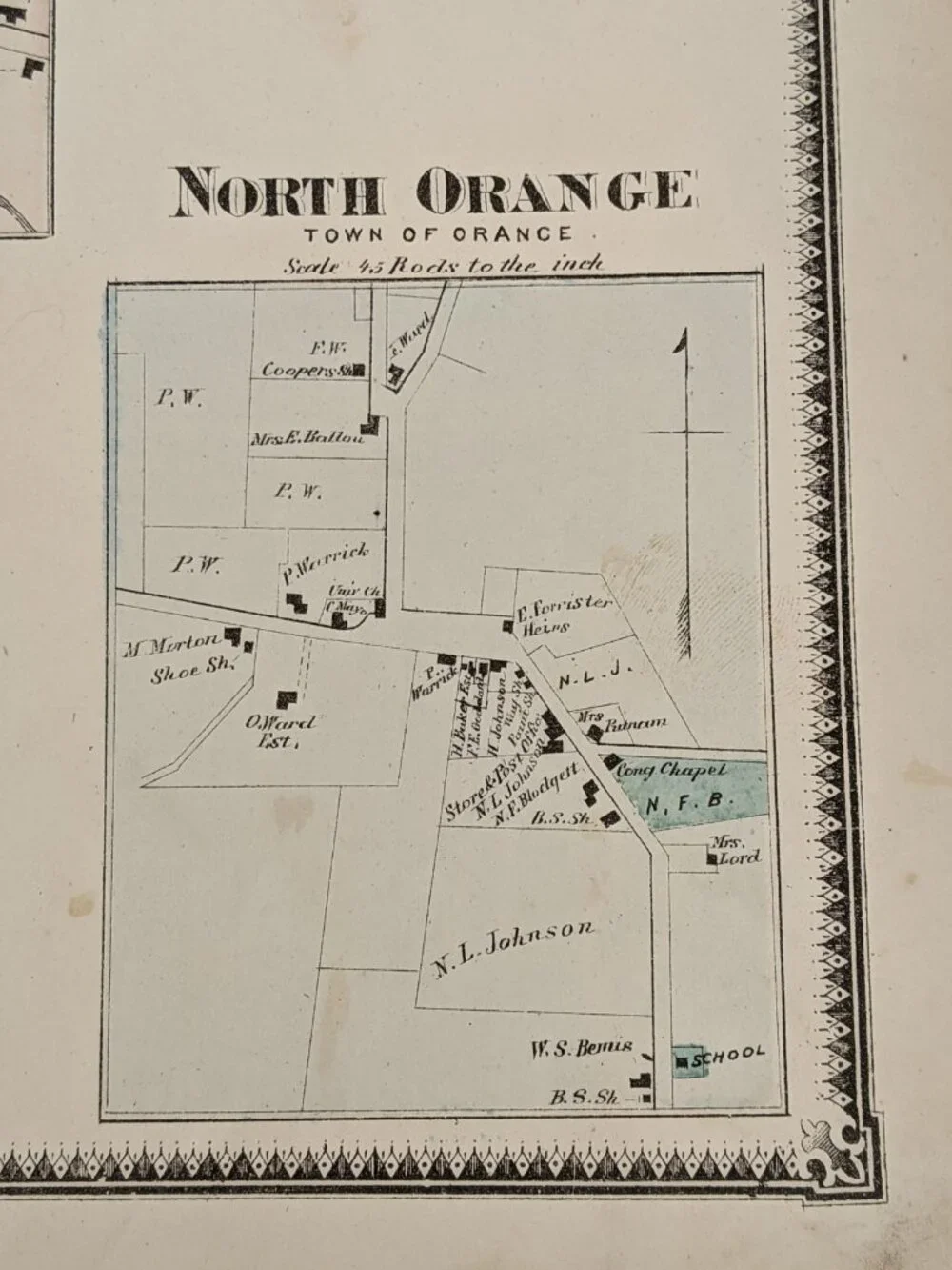 Antique 1871 Ashfield, MA Orange, MA Map Atlas Frederick W. Beers